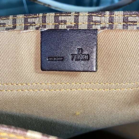 Authentic Rare FENDI Brown Monogram Tote with Matching Pouch - Picture 6 of 16